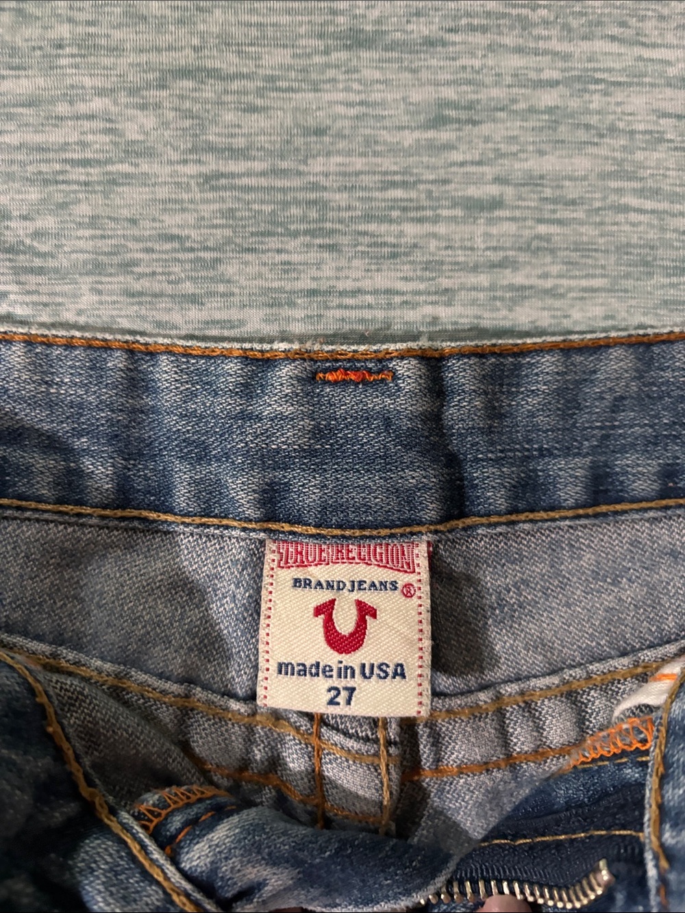 True Religion Distressed Light Blue Denim Jean Shorts - Picture 3 of 4